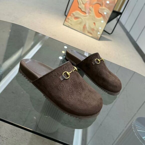 Gucci Brown Suede Mules with Horsebit Detail - Picture 2 of 7